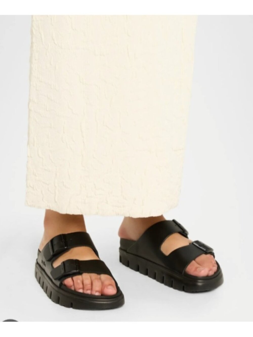 Papillio Birkenstock Arizona Exquisite Leather Chunky Platform Sandals Black L 9 - Picture 5 of 16
